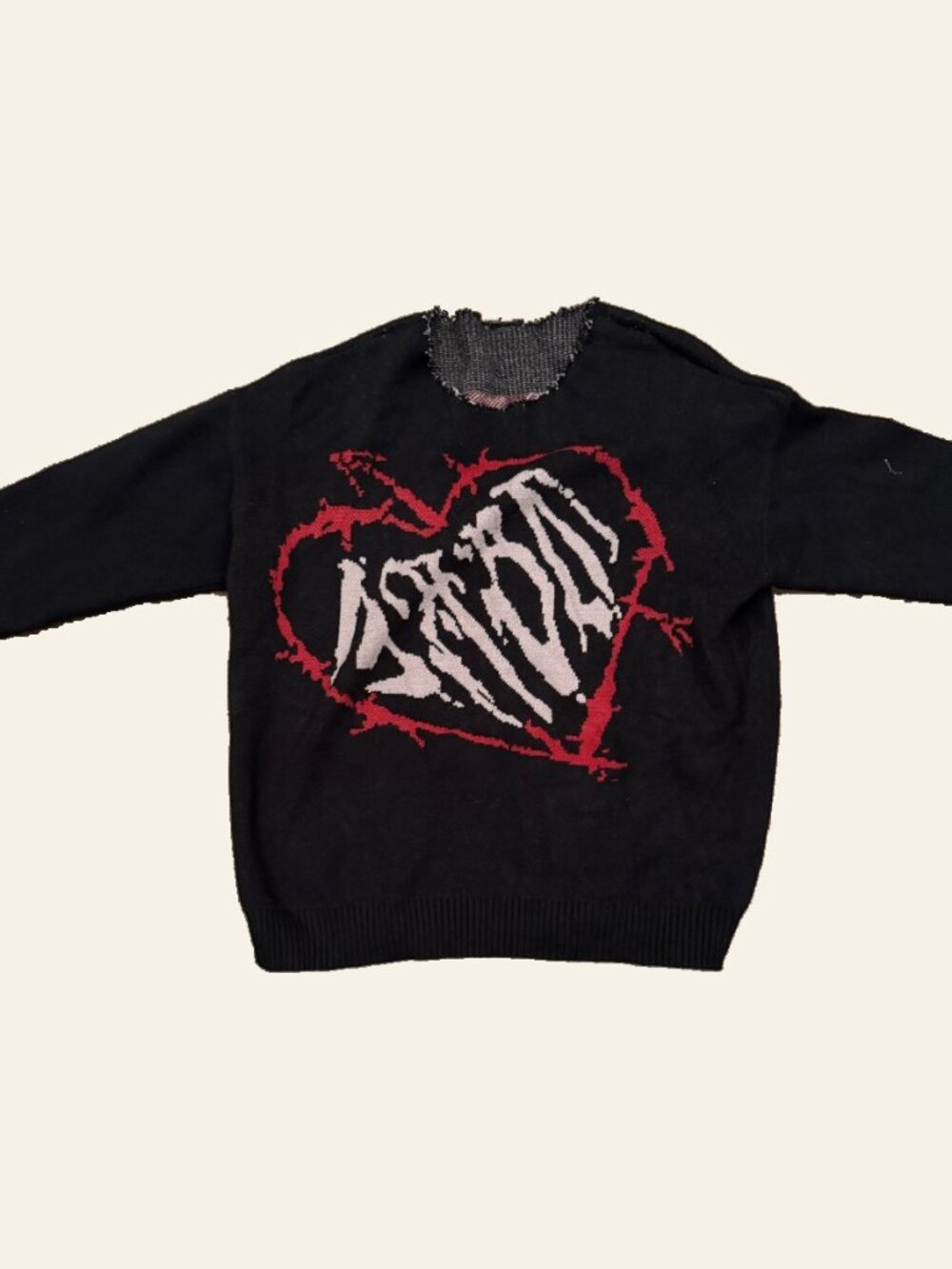 Black Pink Red Graphic Knit Sweater
